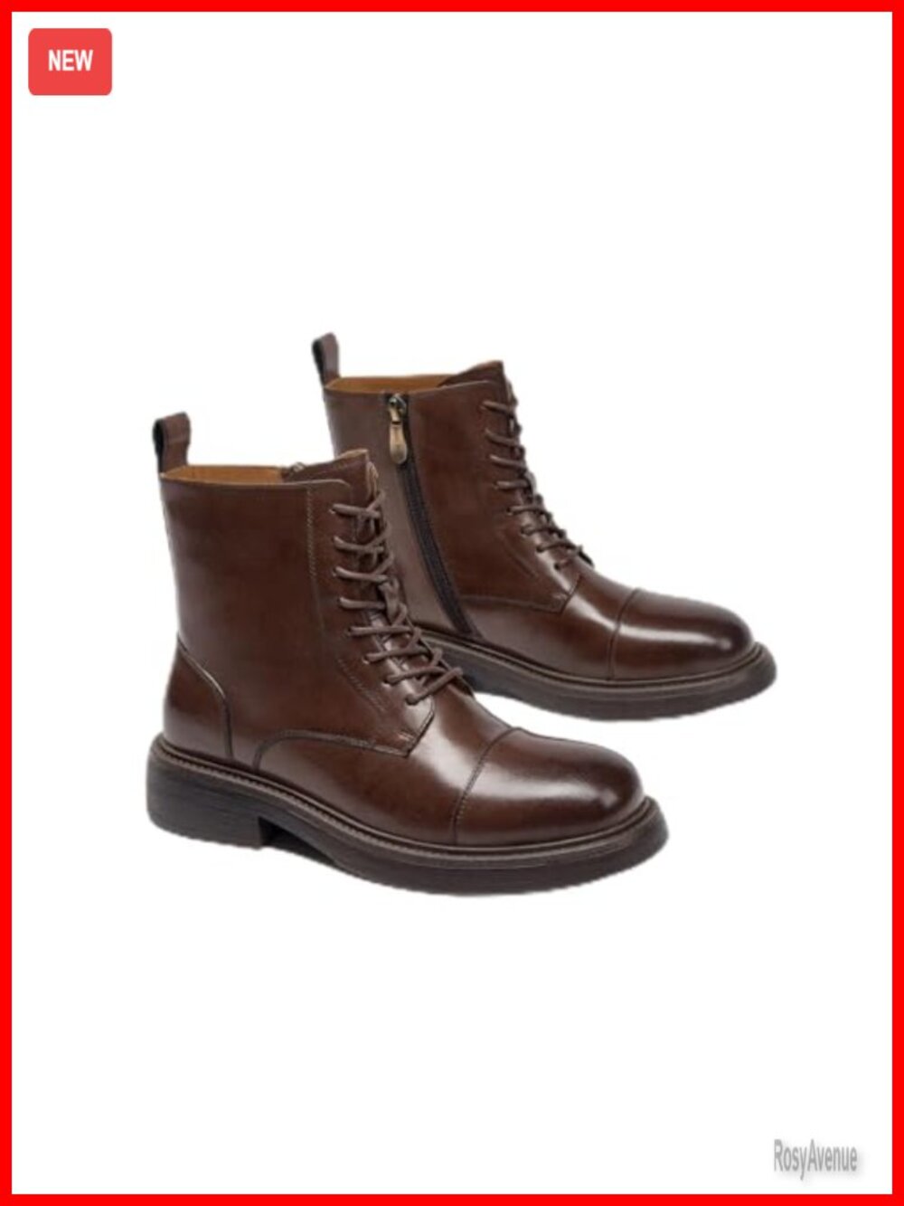 Womens Leather Combat Boots Calfskin Lace Up Zip Ankle Booties